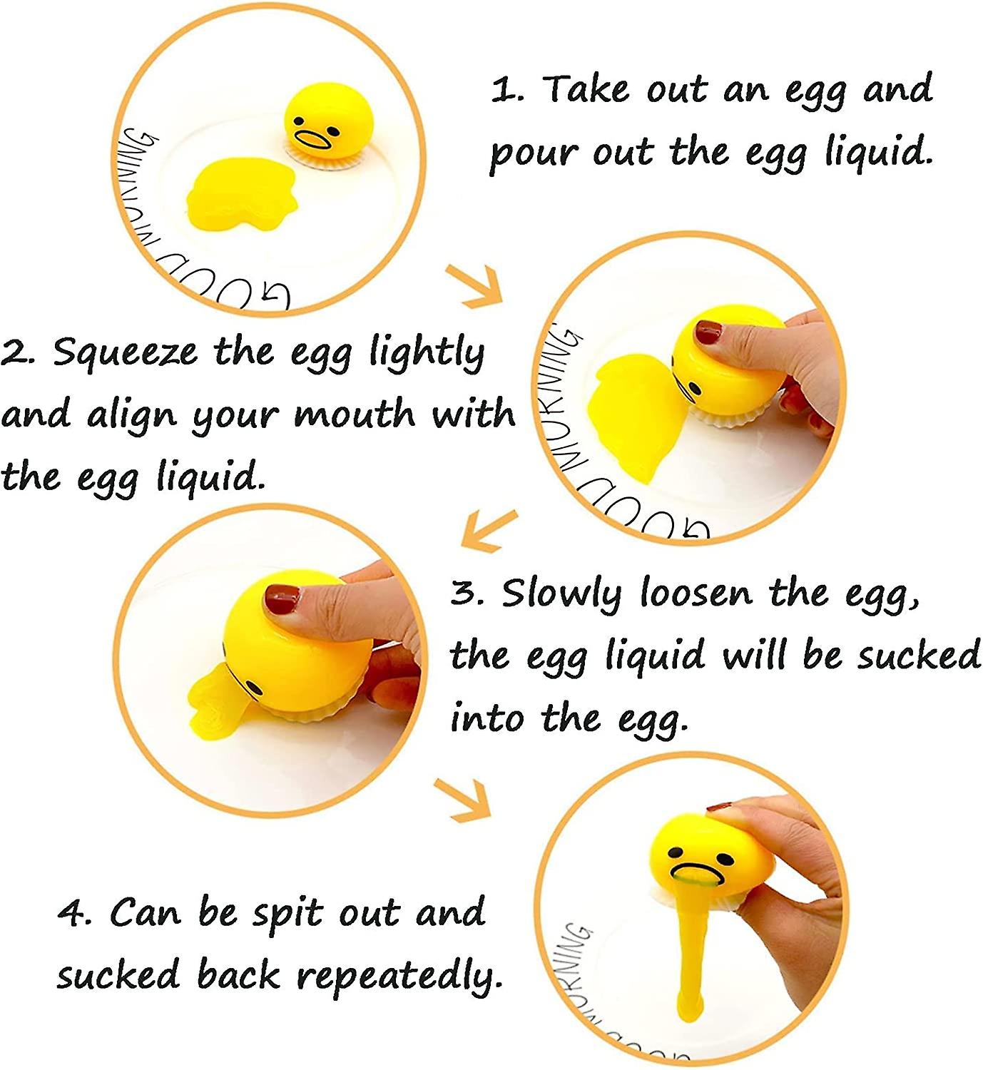 10 Pack Vomiting Egg Yolk， Yellow Round Vomiting Sucking Lazy Egg Yolk， Vent Stress Tricky Game Relief Toys