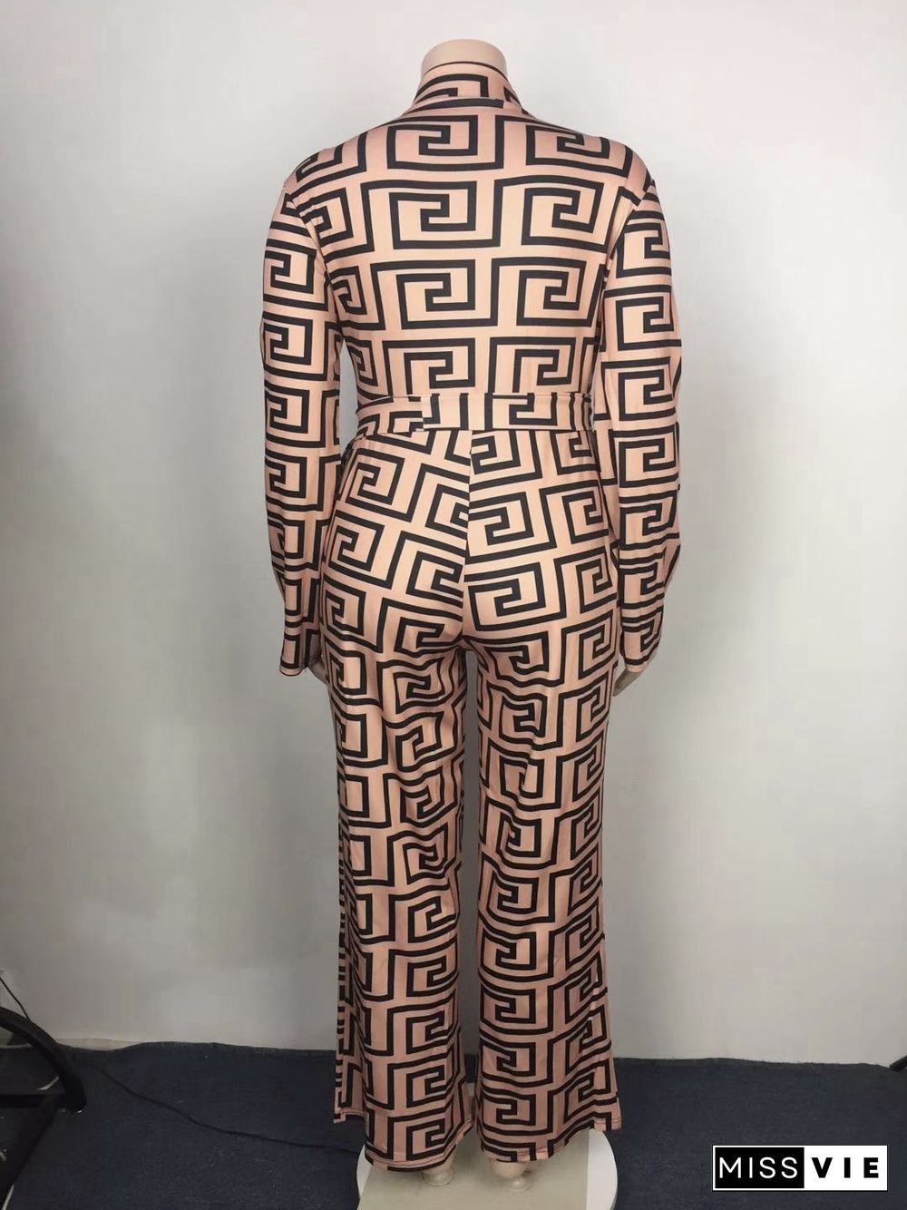 Sexy V-neck Zip-tie Wide-leg Plus Size Jumpsuit