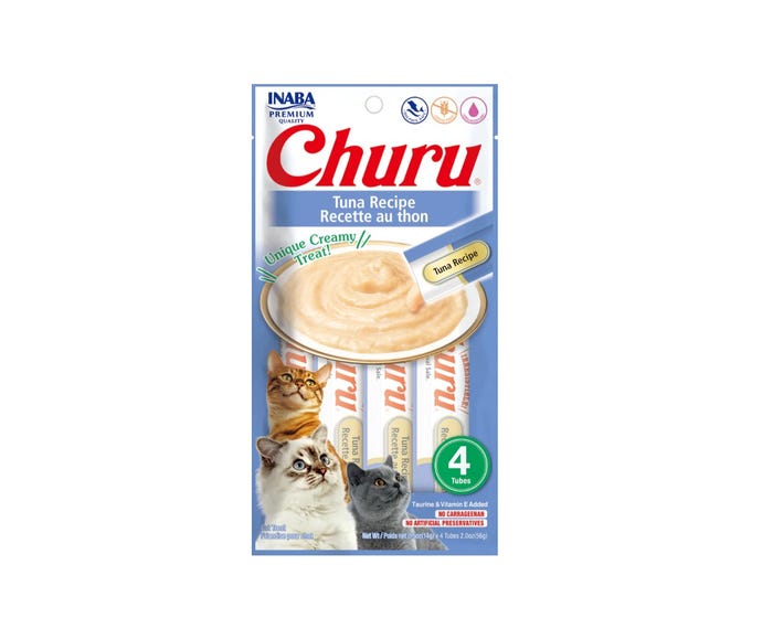 Inaba Churu Wet Cat Treats， Tuna Recipe， 4 Tubes