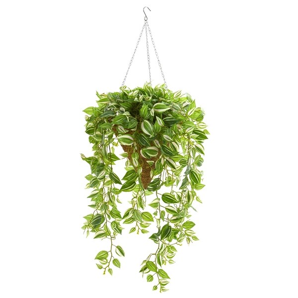 48 Wandering Jew Artificial Plant in Hanging Basket (Real Touch)