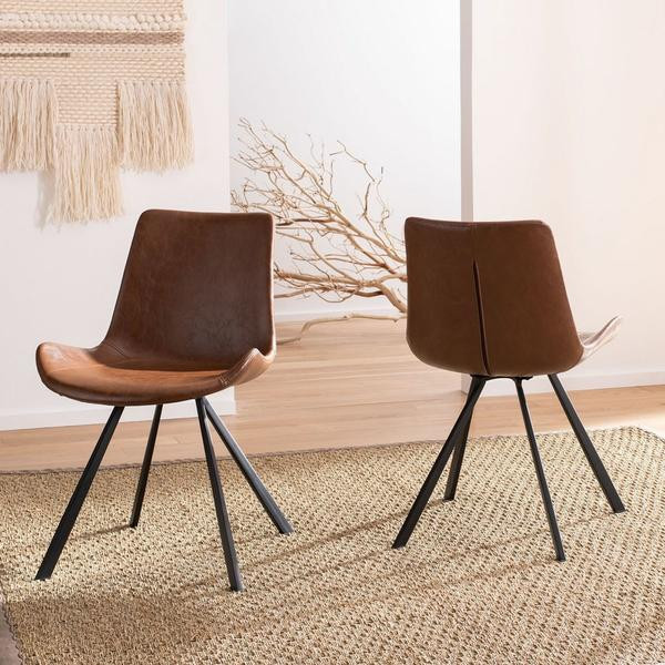 Frankie Mid century Modern Dining Chair set of 2 Medium Brown / Black   Midcentury   Dining Chairs   by AED Luxury Home Decor  Houzz