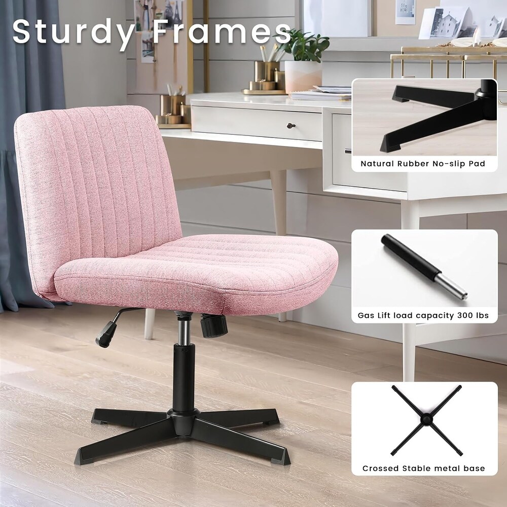 BOSSIN Armless Office Desk Chair No Wheels Fabric Padded Modern Swivel Vanity Chair