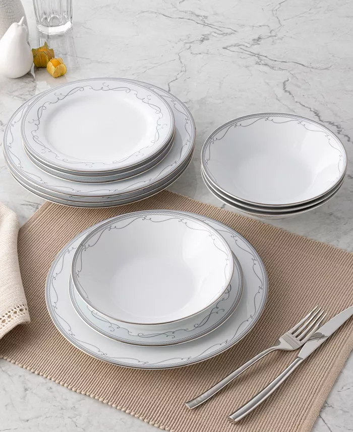 Noritake Satin Flourish 4 Piece Salad Plate Set Service for 4