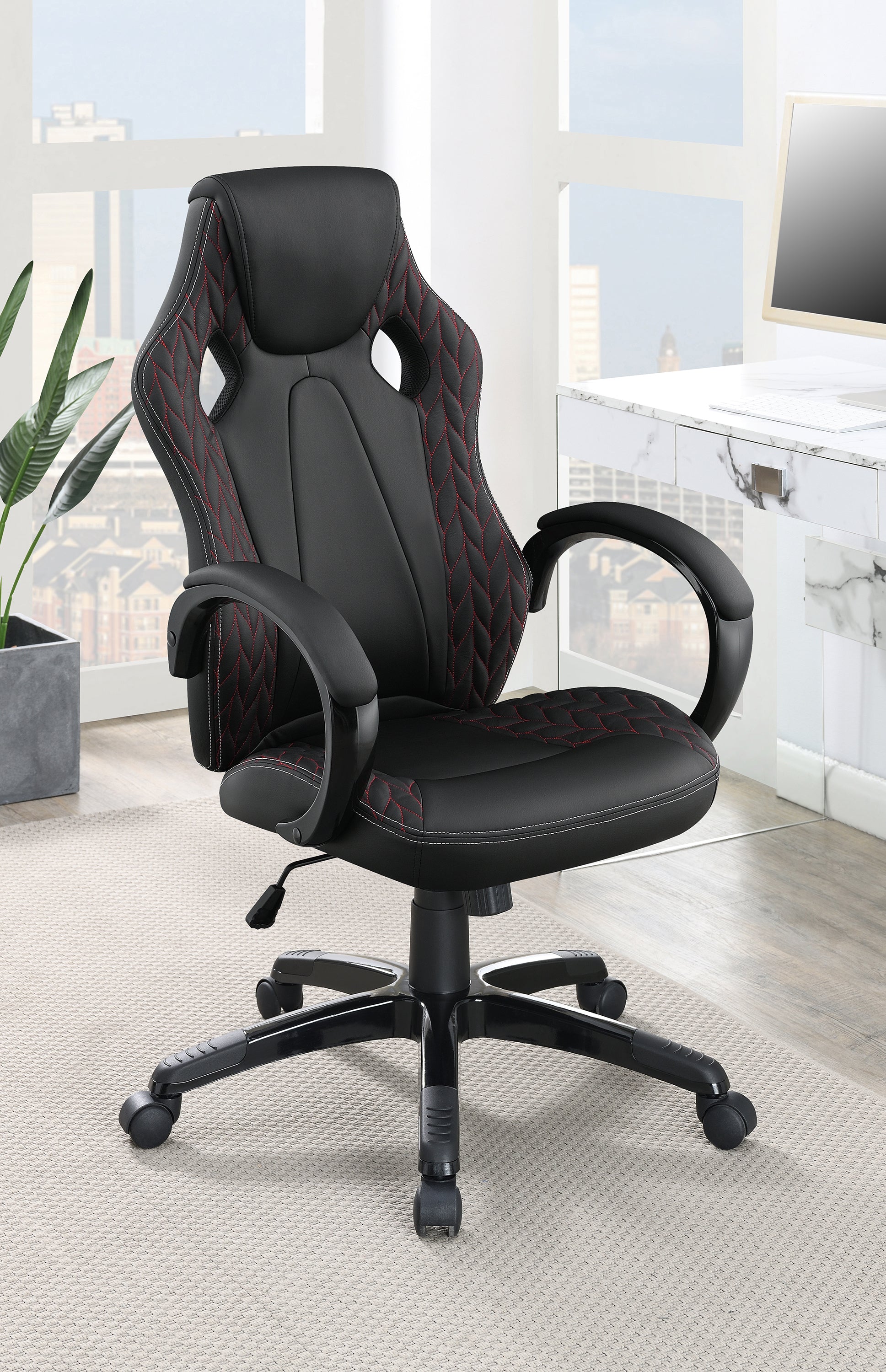 Carlos Upholstered Adjustable Home Office Desk Chair Black-881426