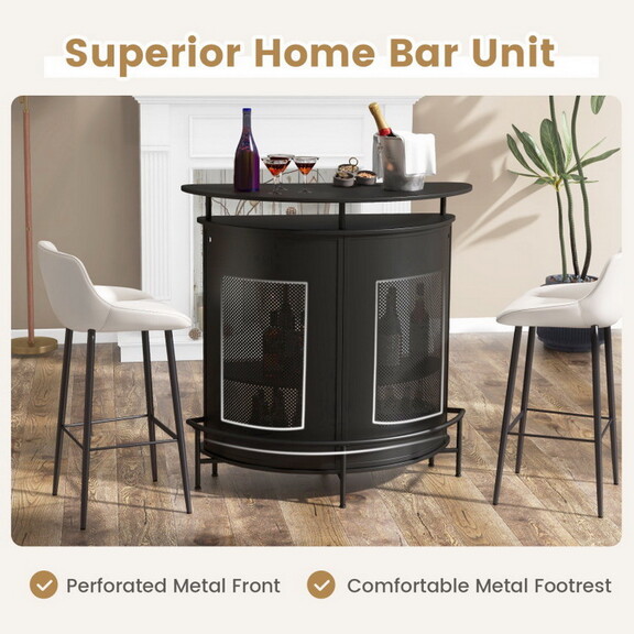 Costway 74638295 4 Tier Liquor Bar Table with 3 Gl...