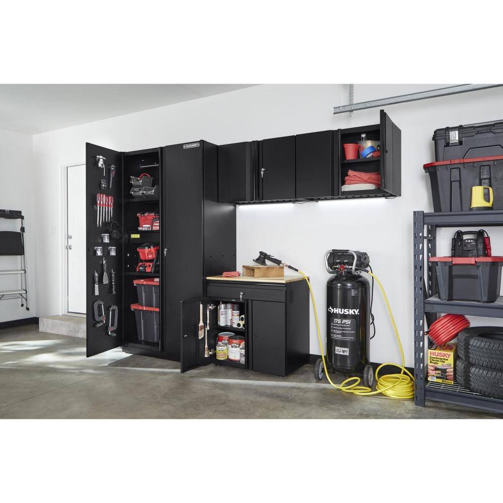 Husky 4-Piece Extra Wide Heavy Duty Welded Steel Garage Storage System in Black (106 in. W x 82 in. H x 24 in. D) HTC410120-EX