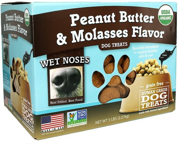 Wet Noses Grain-Free Peanut Butter and Molasses Flavor Dog Treats， 5-lb box