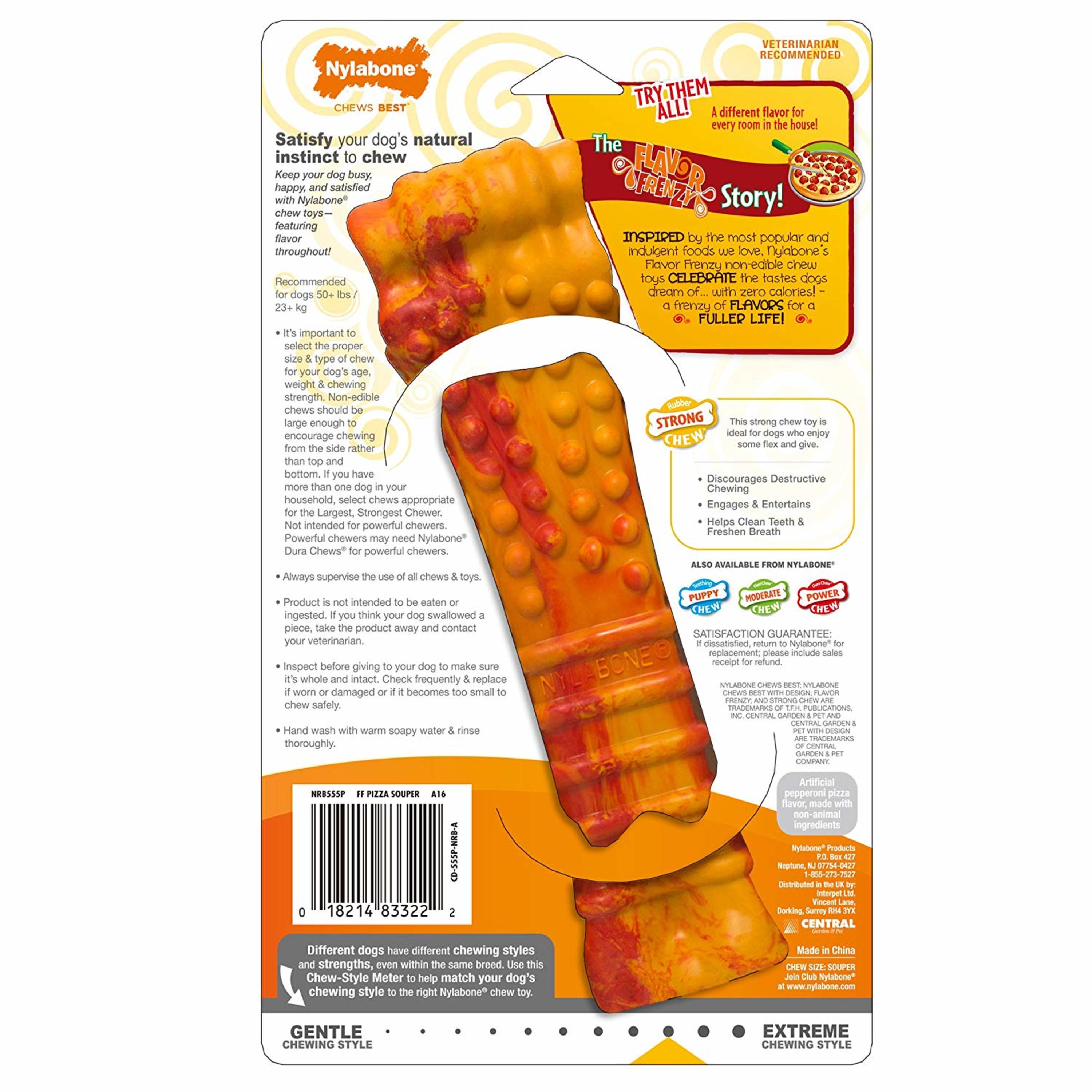 Nylabone Flavor Frenzy Strong Chew Toy Dog Toy Pepperoni Pizza X-Large/Souper (1 Count)