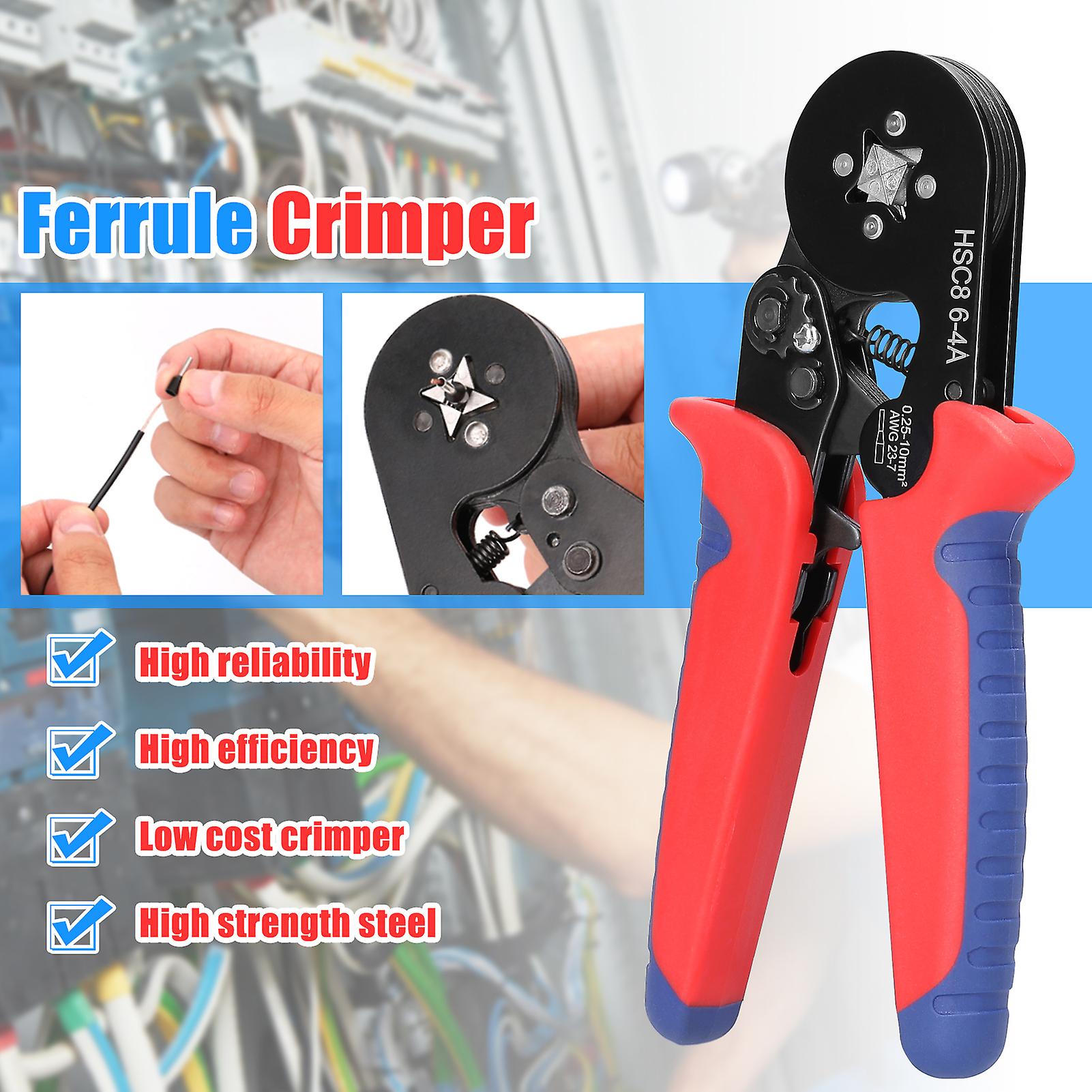 Hsc8 6-4 0.25-10m Awg23-7 Ferrule Crimping Tool Kit High Hardness Crimper Plier With 1200pcs Wire Ferrules Crimp Ends Terminal No.297467