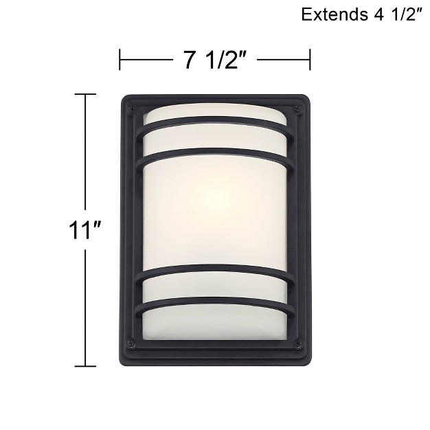 High Modern Outdoor Wall Sconce Light Fixture Mount Porch House Exterior Weatherproof Black Metal Frosted Glass Shade