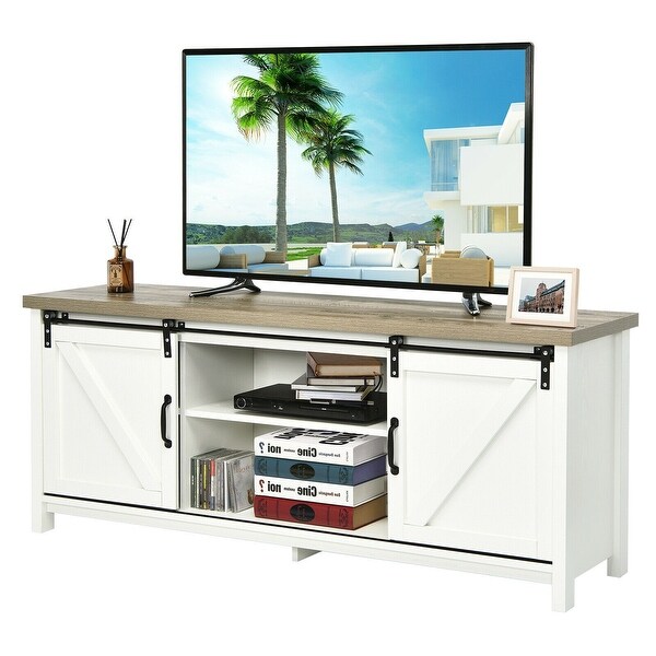 TV Stand with Cabinet Sliding Barn Door - 58