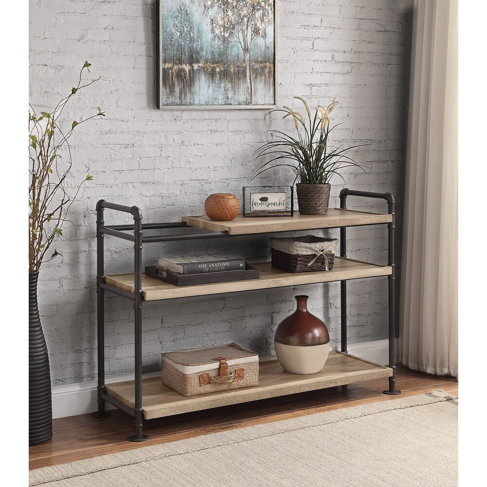 Bookshelf 3 Tier Industrial Bookcase Rustic Open Book Shelf  Standing Storage Small Bookshelf for Living Room Bedroom Kitchen