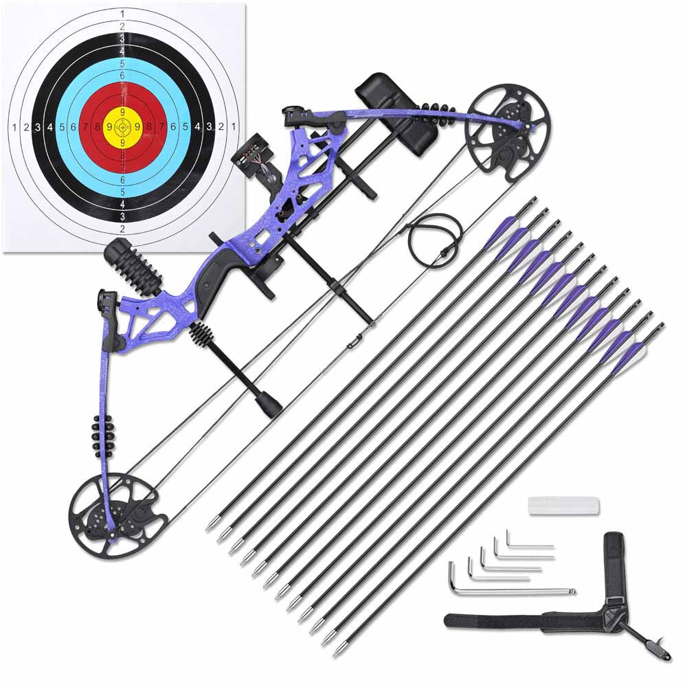 Yescom Archery Compound Bow Kit & 12 Carbon Arrows Fishing Bow