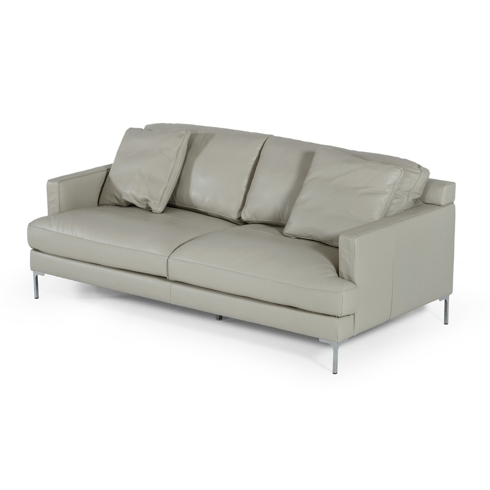 Divani Casa Janina Modern Light Grey Leather Sofa