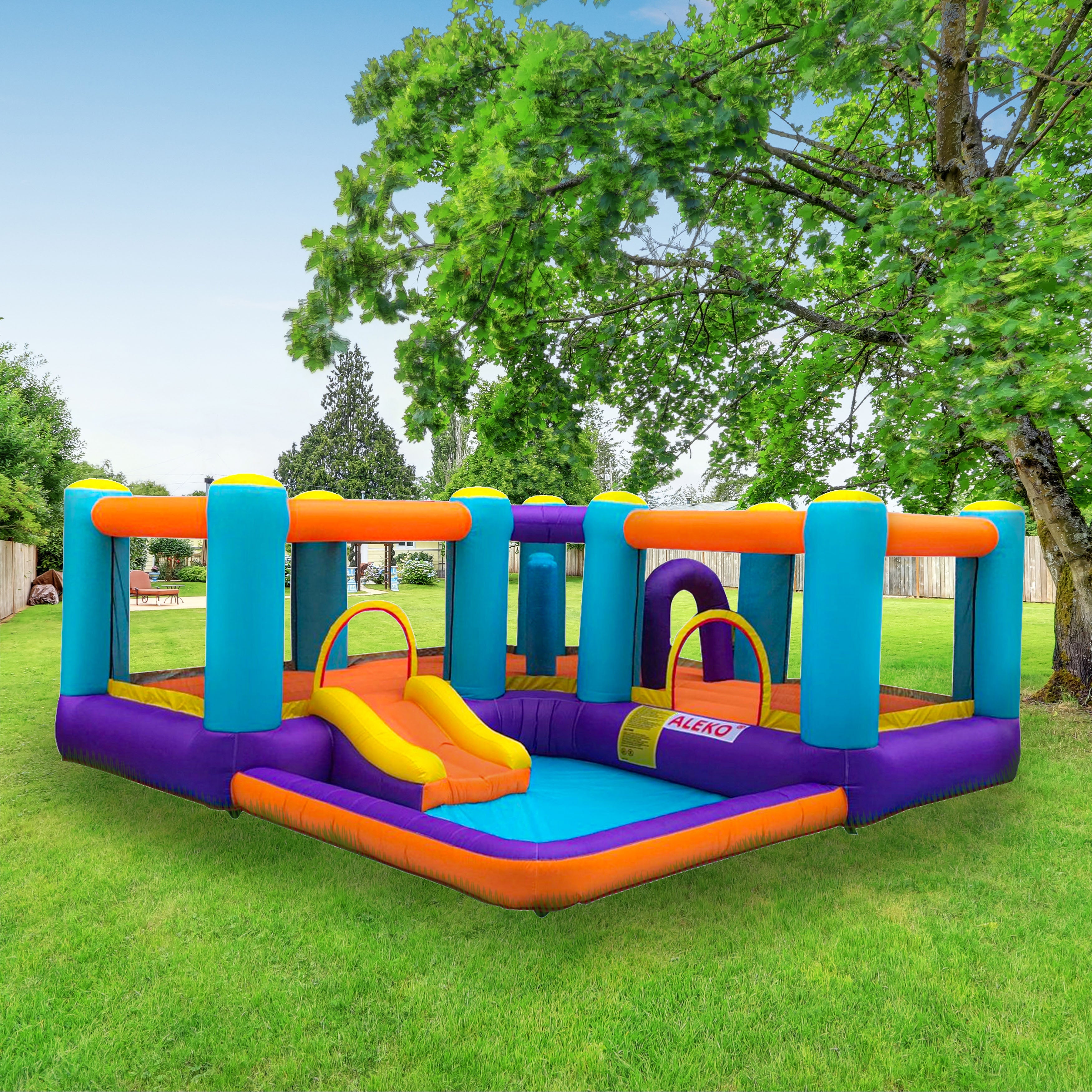 ALEKO BHPLAY Extra Large Inflatable Playtime Bounce House with Splash Pool and Slide