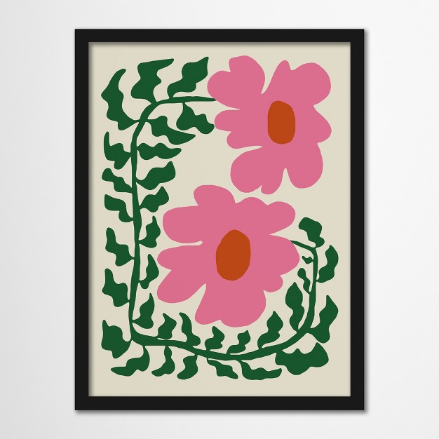 Americanflat Boho Botanical Wall Art Room Decor Fun Fern And Pink Poppy By Miho Art Studio