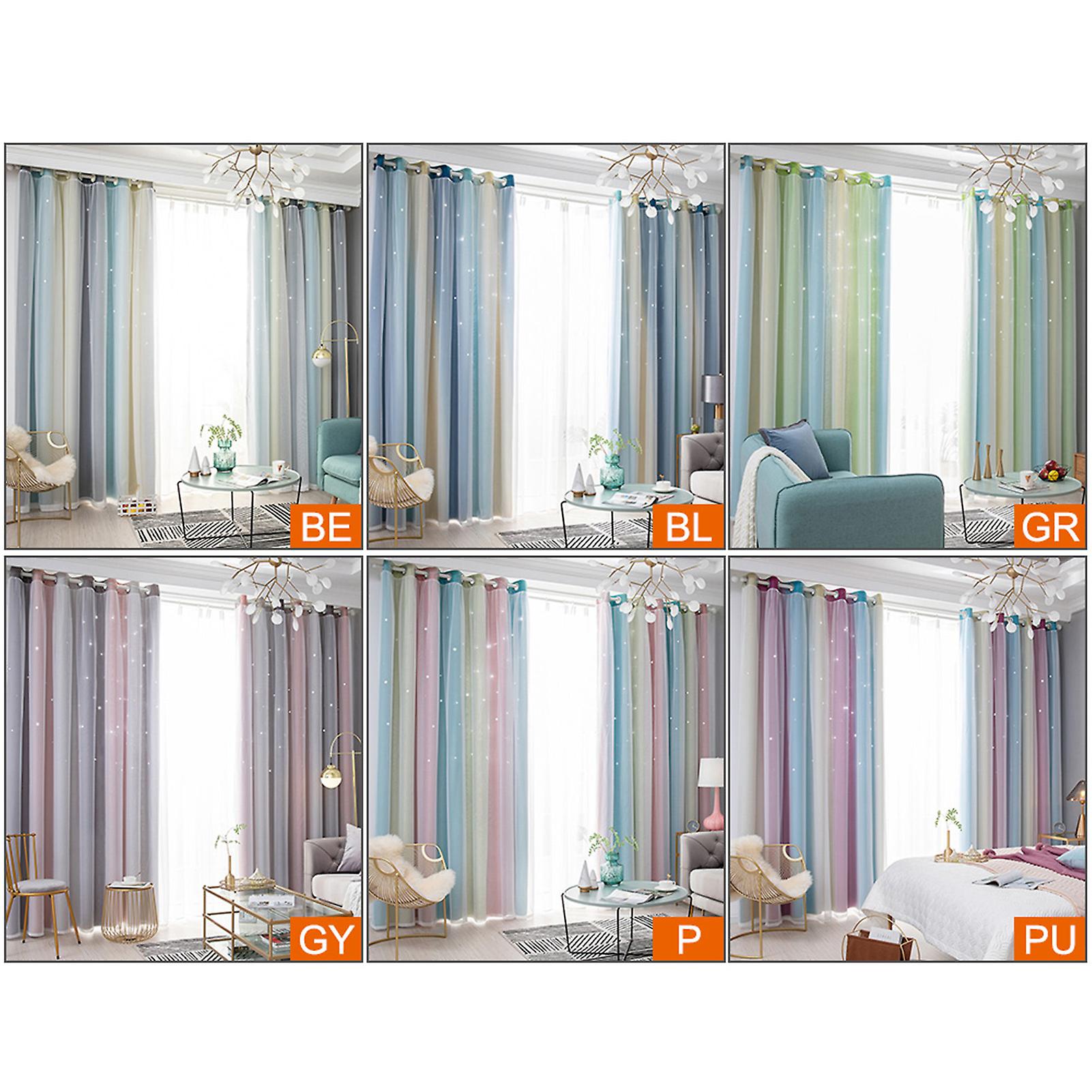 Star Curtains Stars Blackout Curtains For Kids Girls Bedroom Living Room Colorful Double Layer Star Window Curtains， 1 Panel (53