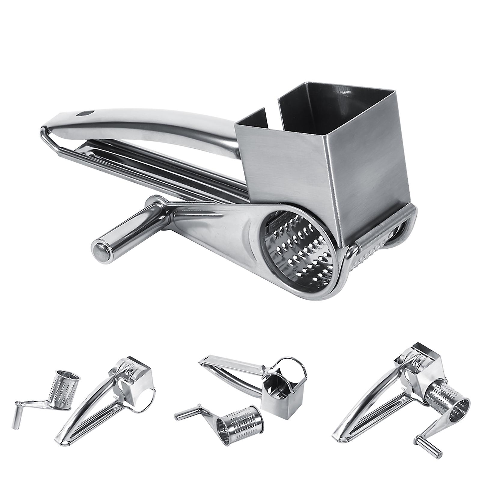 Multifunctional Kitchen Craft Rotary Stainless Steel Cheese Grater 1 Drums Slice Shred Tool