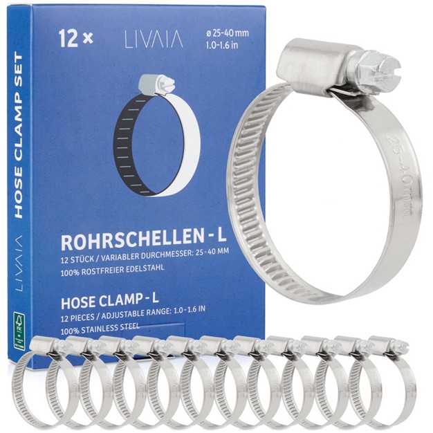 Livaia 1 0 x27 x27 1 6 x27 x27 Stainless Steel Hose Clamps 12 Pieces