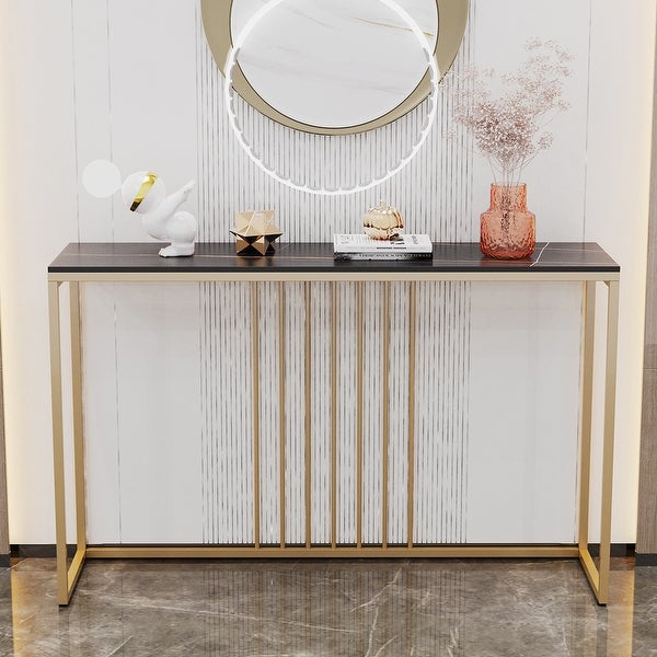 47.2-inch Long Solid Marble Narrow Console Table - W 47.2