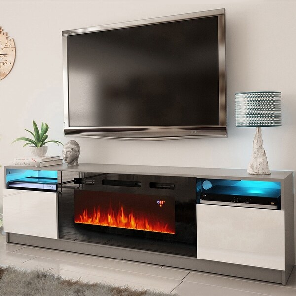 York 02 Electric Fireplace Wall Unit Entertainment Center