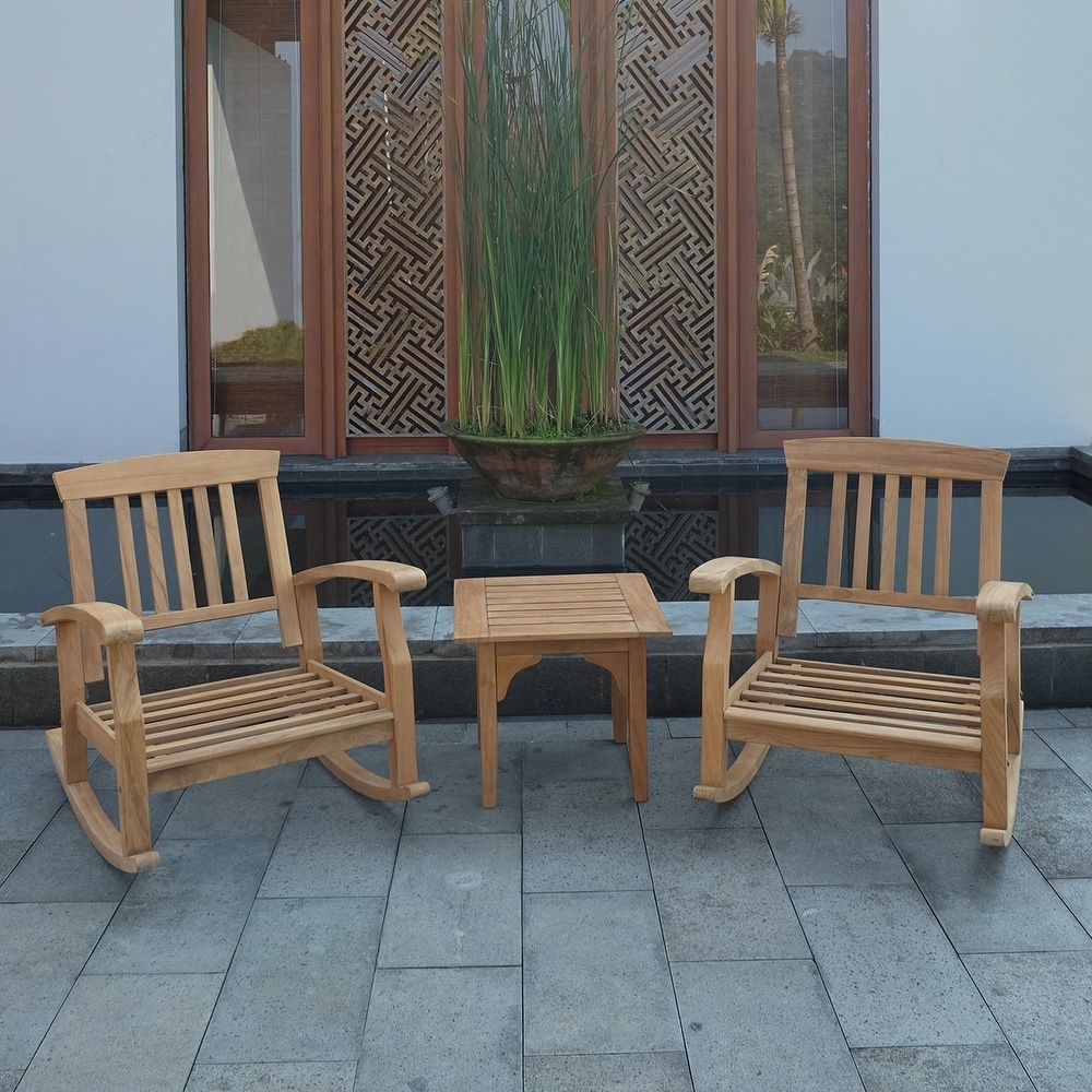 Leon 3 piece Teak Patio Chat Set with Cushion by Havenside Home