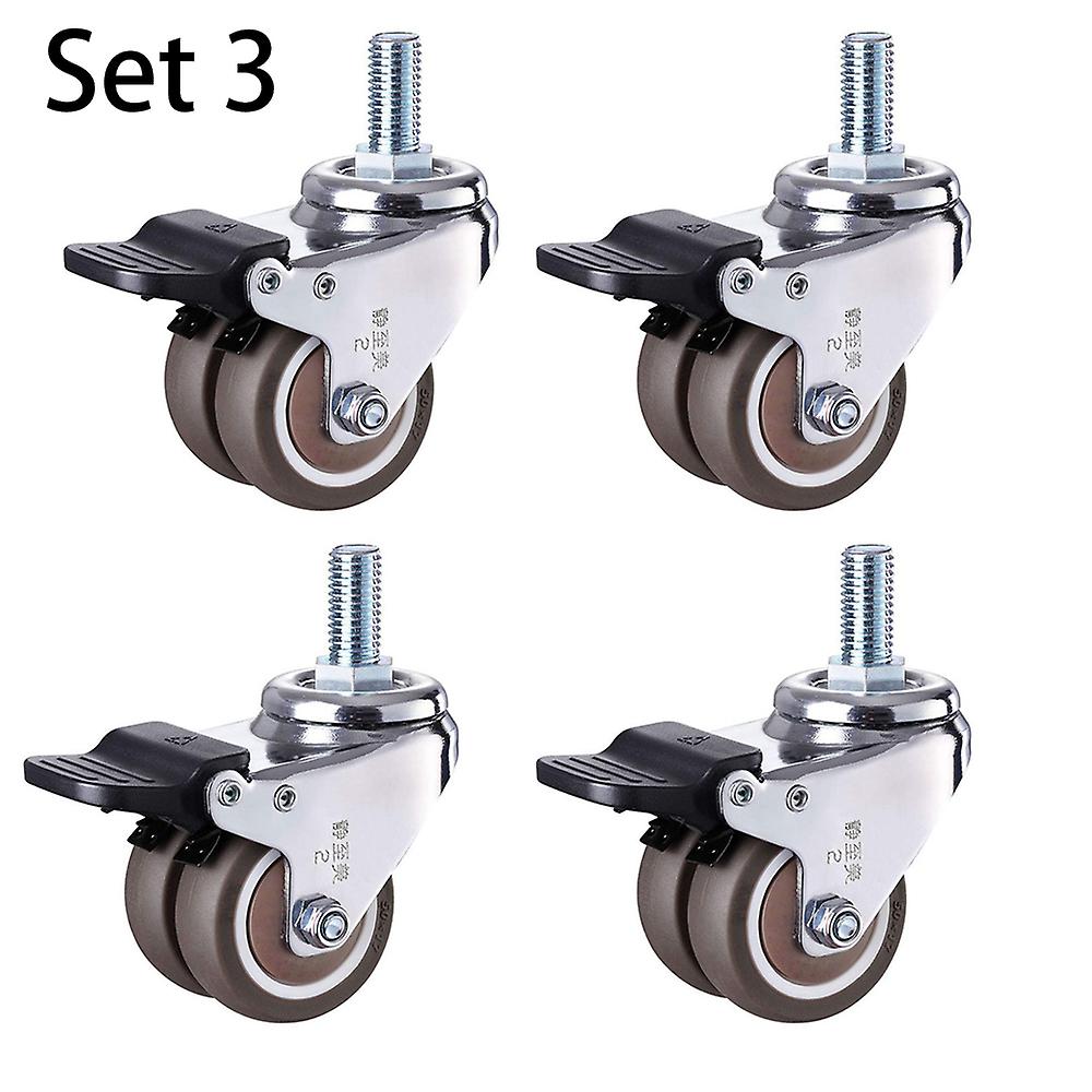 Born Pretty 4pcs 2 Inch Heavy Duty Swivel Stem Rubber Caster Wheels M12 X 25mm Locking Casters Replacement Casters For Furniture