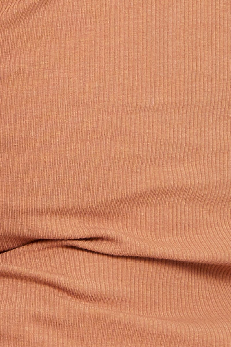Beige Tank Top Crew Neck Sleeveless Ruched Side
