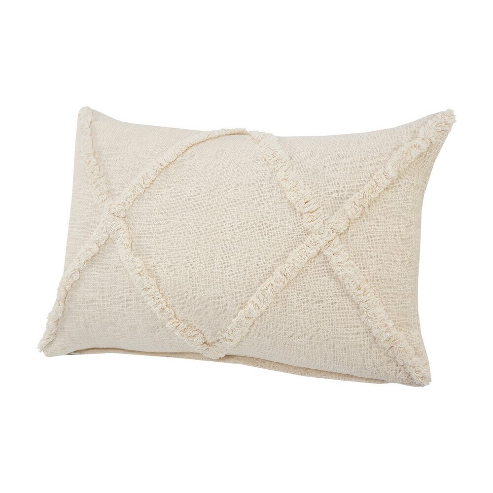 Solid Decorative Diamond Tufted Cotton Throw Pillow