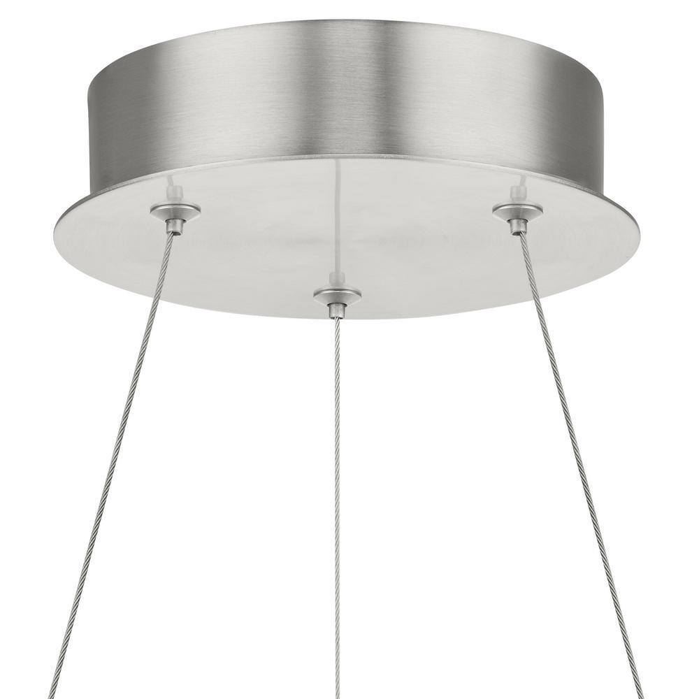 Home Decorators Collection Kipling 35-Watt Integrated LED Brushed Nickel Modern Pendant with Frosted Acrylic Shade 22826-003