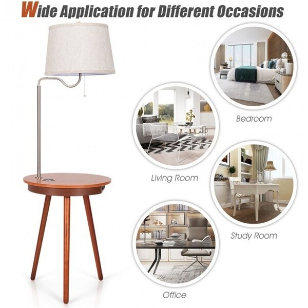 End Table Floor Lamp Table Lighting Wireless， Side Table with Charger