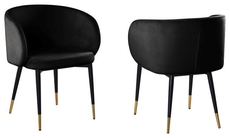 Hemingway Velvet Upholstered Side Chair in Black   Midcentury   Dining Chairs   by Homesquare  Houzz