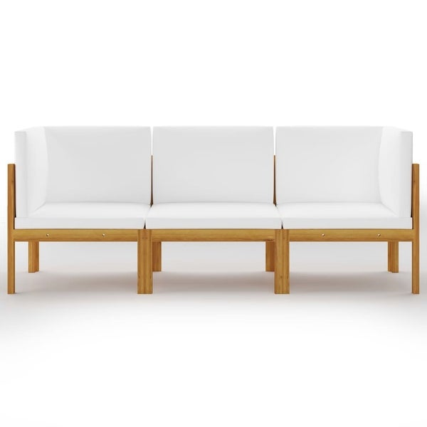 3-Seater Patio Sofa with Cushion Solid Acacia Wood - Overstock - 35847826