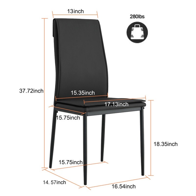 5 Piece Tempered Glass Dining Table Set for 4  Black