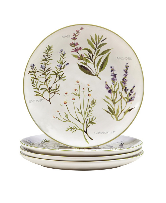 Certified International Fresh Herbs Dinner Plates Set of 4