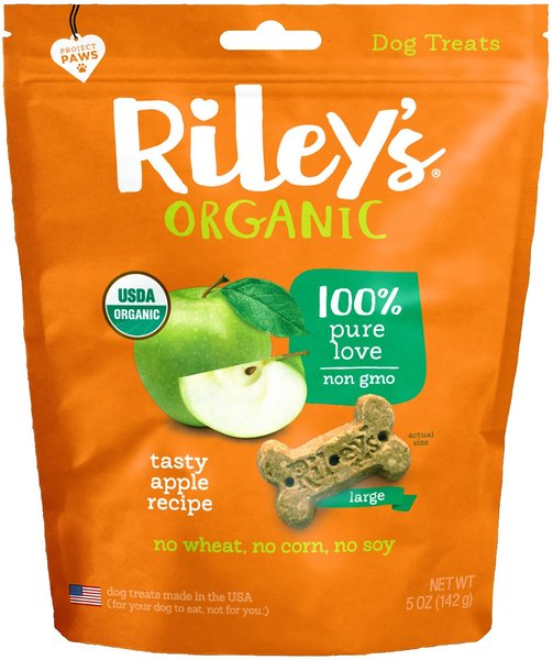 Riley's Organic Tasty Apple Bone Dog Treats， 5-oz， Large