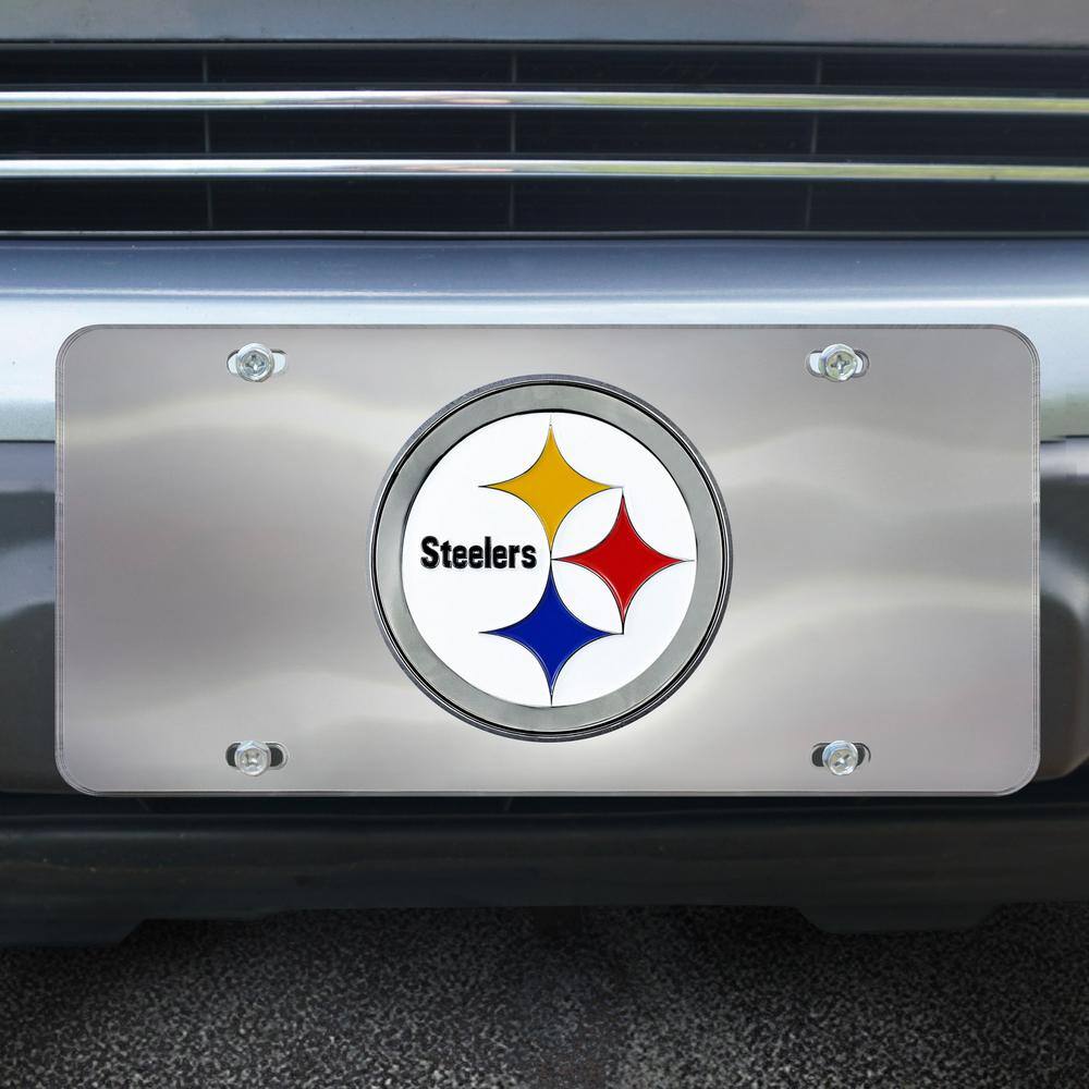 FANMATS 6 in. x 12 in. NFL Pittsburgh Steelers Stainless Steel Die Cast License Plate 24532