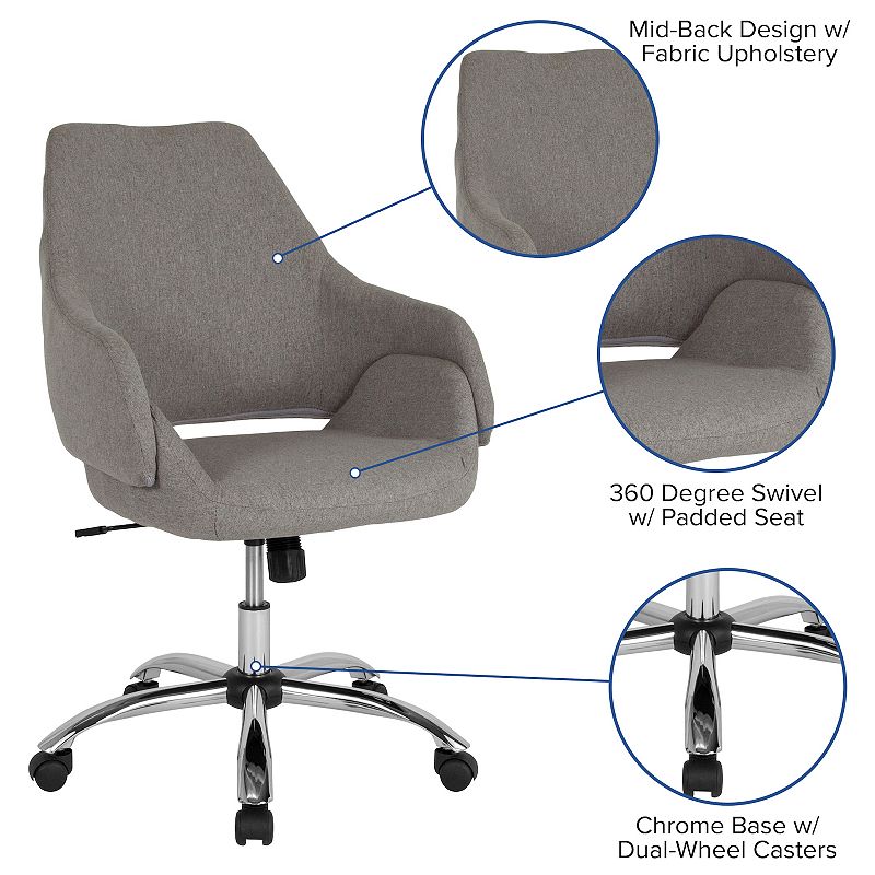 Merrick Lane Antwerp Office Chair Ergonomic Executive Mid-Back Design In Contemporary Brown Fabric With 360▲ Swivel And Height Adjustment