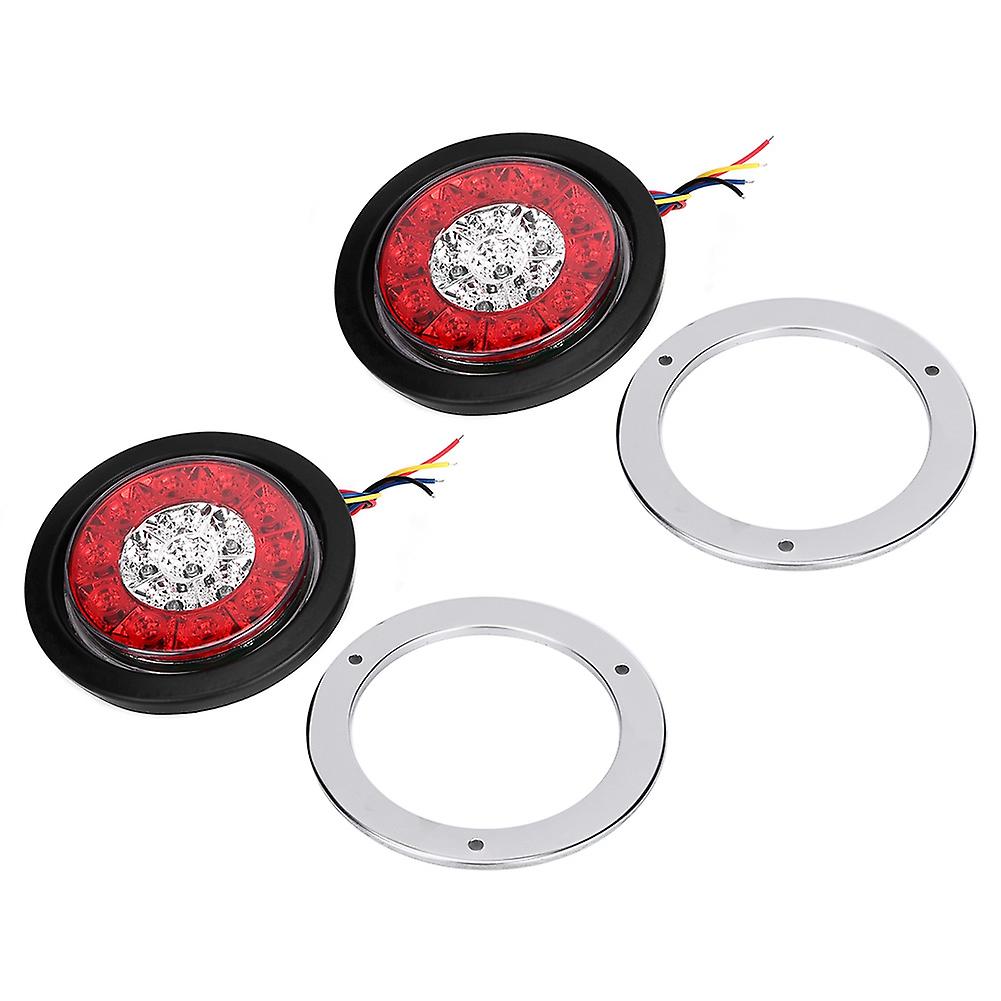 2pcs 4in Dc 24v 16 Leds Waterproof Rear Brake Light Turn Signal Tail Lamp For Truck Trailerred Yellow