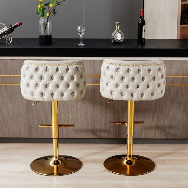 Upholstered Bar Stools with the whole Back Tufted (Set of 2)