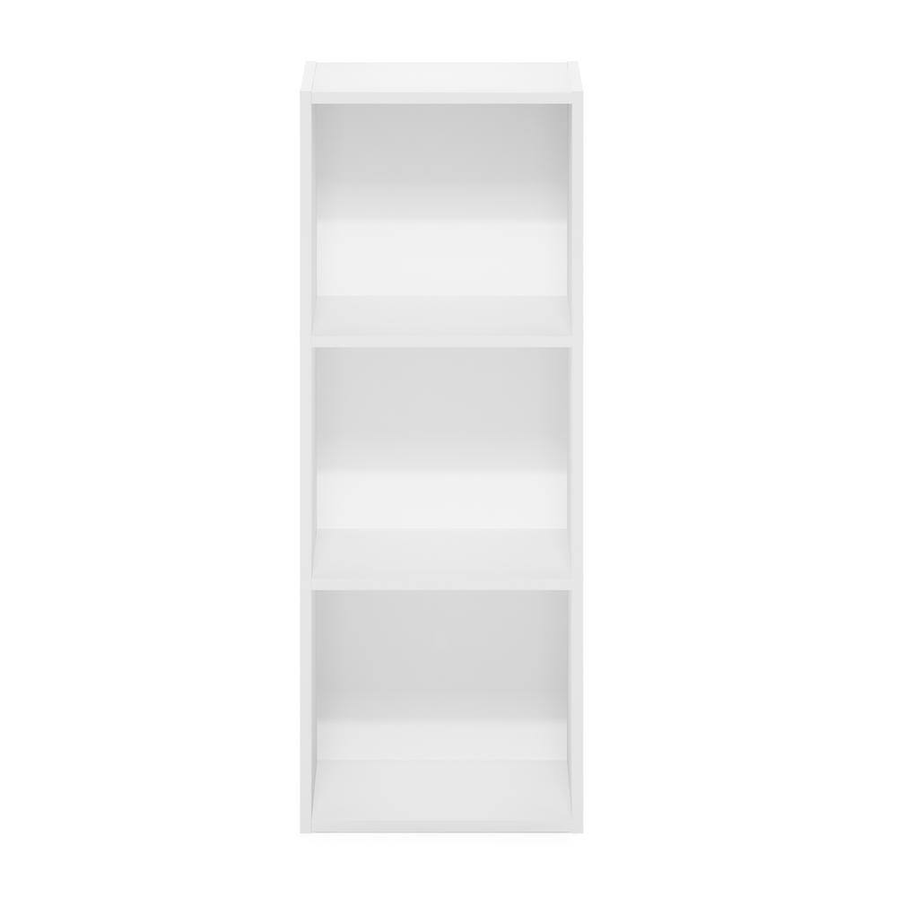 Furinno Pasir 31.5 in. White Wood 3-Shelf No-Tool Assembly Standard Bookcase 20332WH