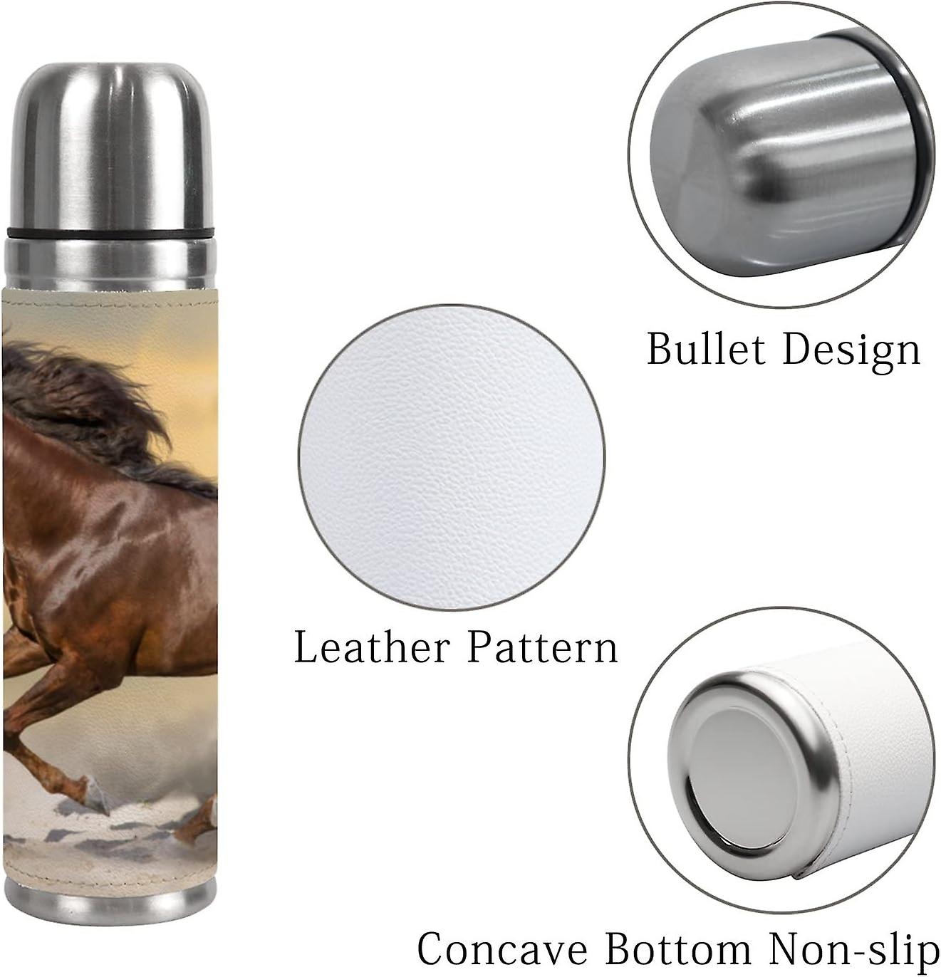 Insulated Mug Stainless Steel Water Bottle Horse Running Outside Vacuum Cup Travel Mug For Travel School Office