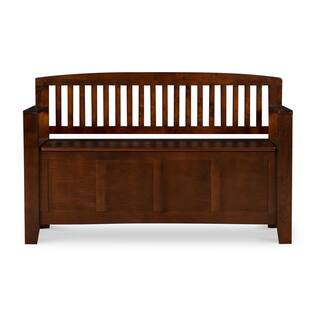 Linon Home Decor Cynthia Chinese Hardwood MDF Plywood Storage Bench in Walnut 83985WAL-01-KD-U