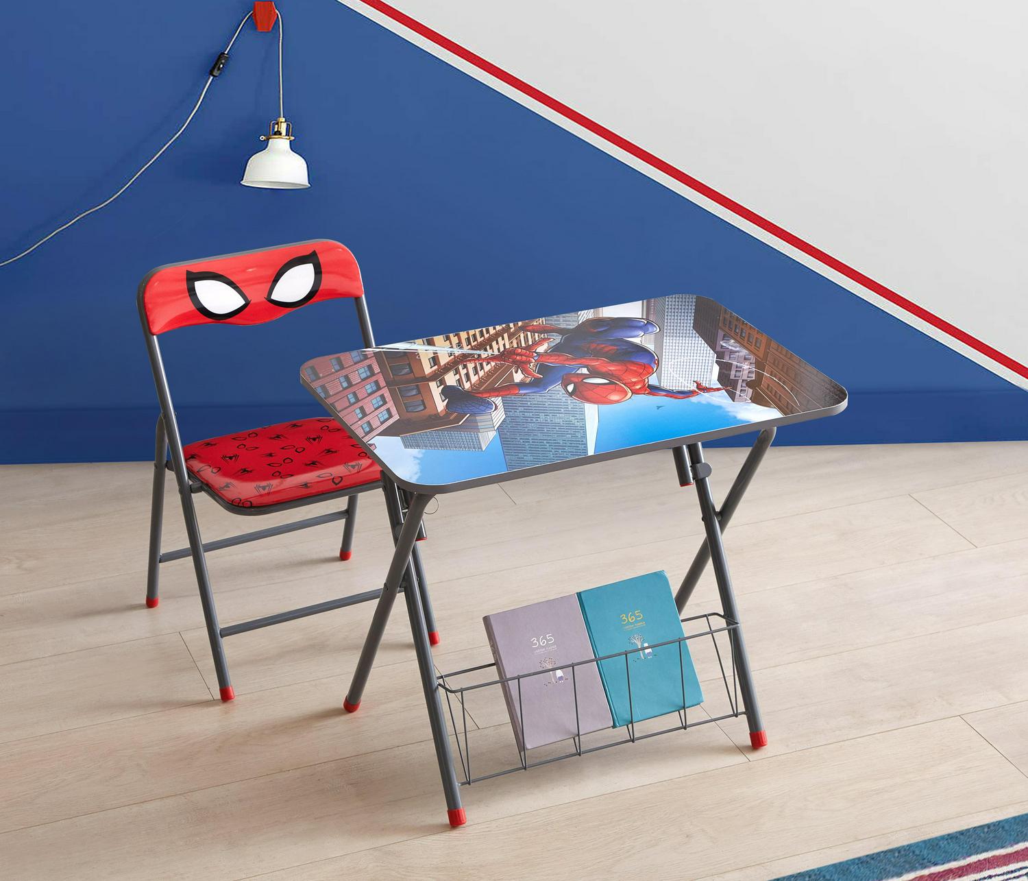 Marvels Spiderman Metal Folding Activity Desk And Chair Set， Red， 25 x 20 x 15.25