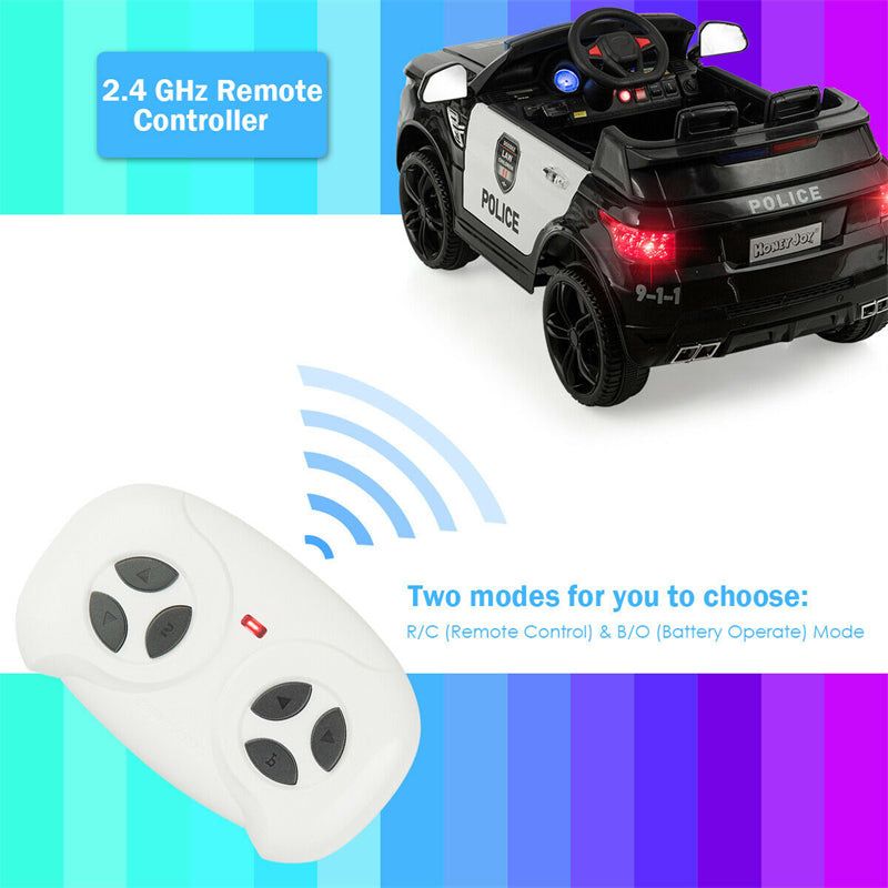 Kids Ride On Police Car 12V Battery Powered Electric Riding Toy Truck Car with LED Siren Flashing Light