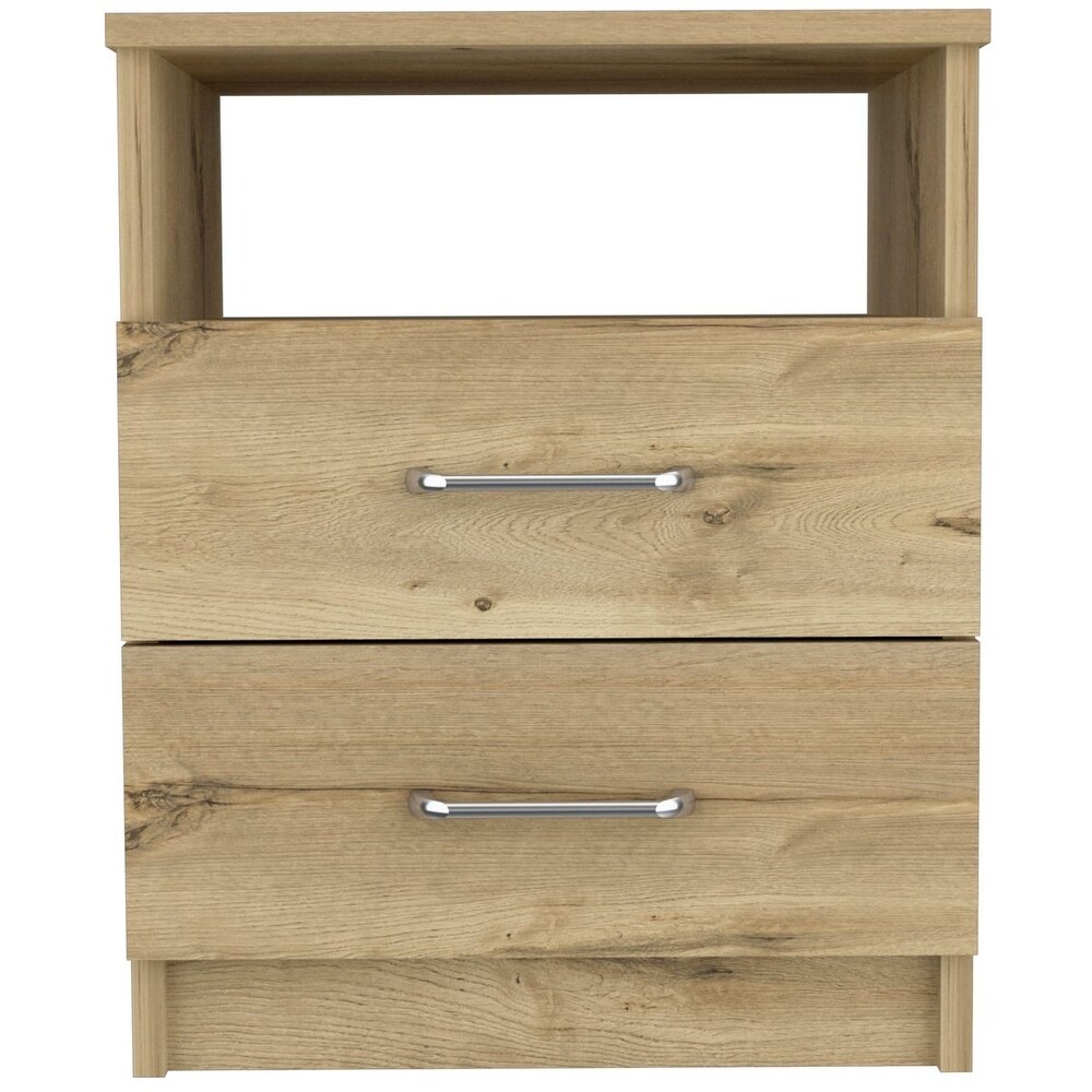 Nightstand  Superior Top  Two Drawers  One Shelf  Light Oak