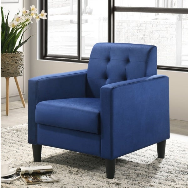 Button Tufted Velvet Upholstered Accent Chair and End Table Living Room Set - 28