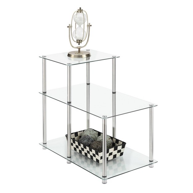 Classic Glass 3 Tier Step End Table Clear Glass Breighton Home