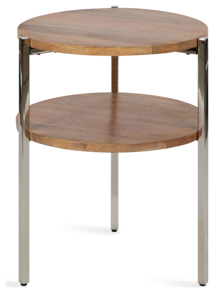 Lamaar Round Side Table  Natural/Silver 19x19x25   Contemporary   Side Tables And End Tables   by Uniek Inc.  Houzz