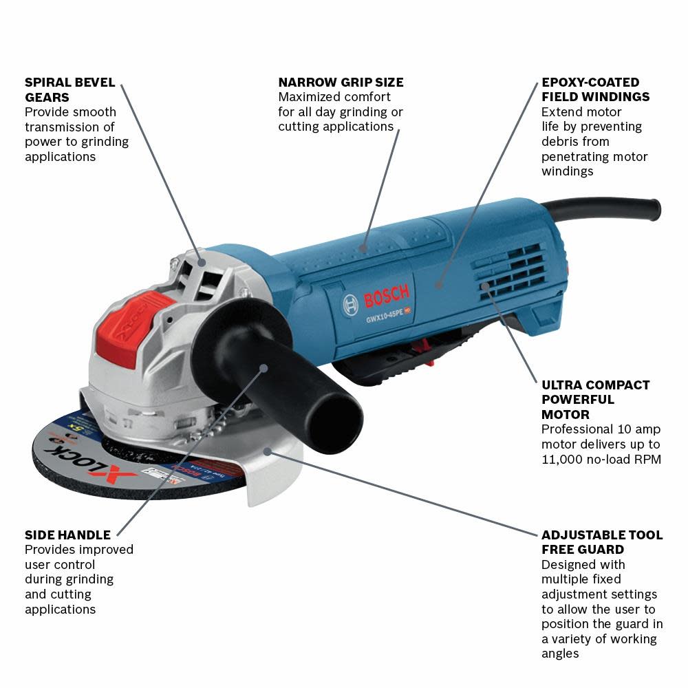 4-1/2 In. Ergonomic Angle Grinder with Paddle Switch